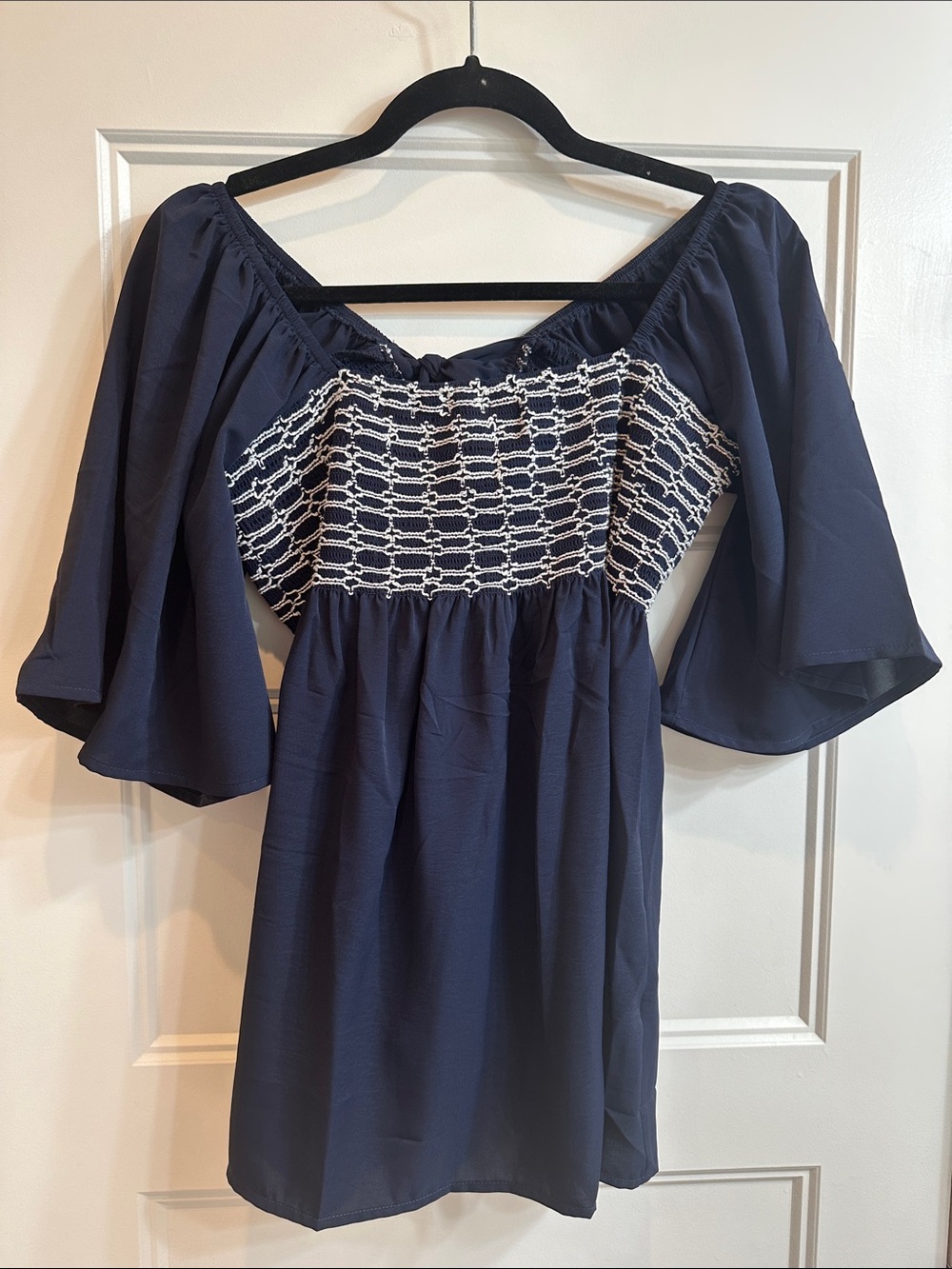 Navy Blue Women’s Top Loose Fit Tie Back